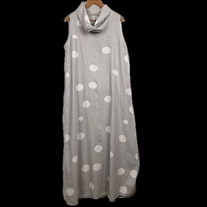 Stella Martini Womens 100% Linen Maxi Dress Sz L Boho Lagenlook Italy Sleeveless